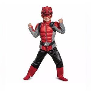 Power Rangers Red Ranger Beast Morpher Muscle Costume Mask Set Toddler 2T/3T-4T